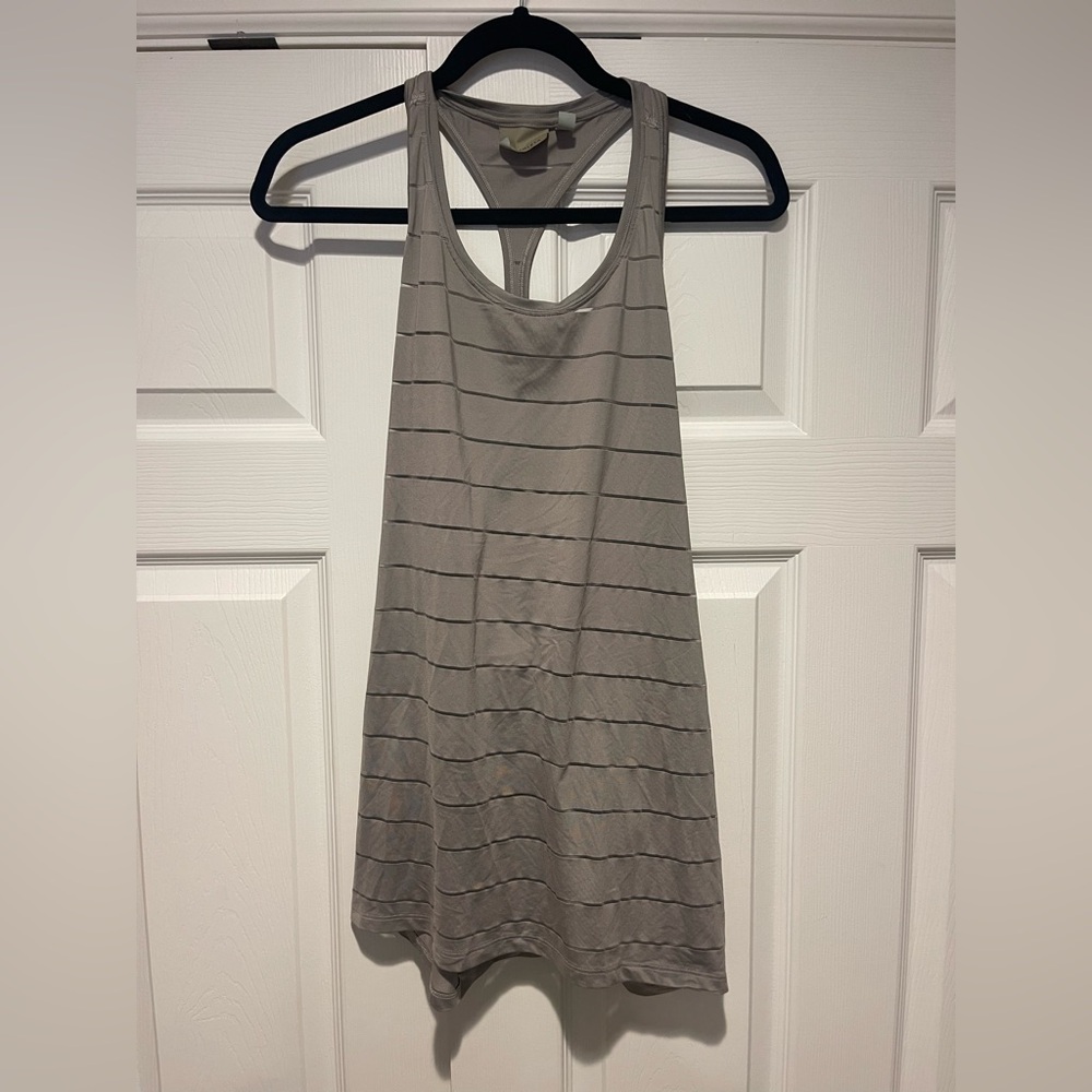 Athleta Gray Striped Tank Top
